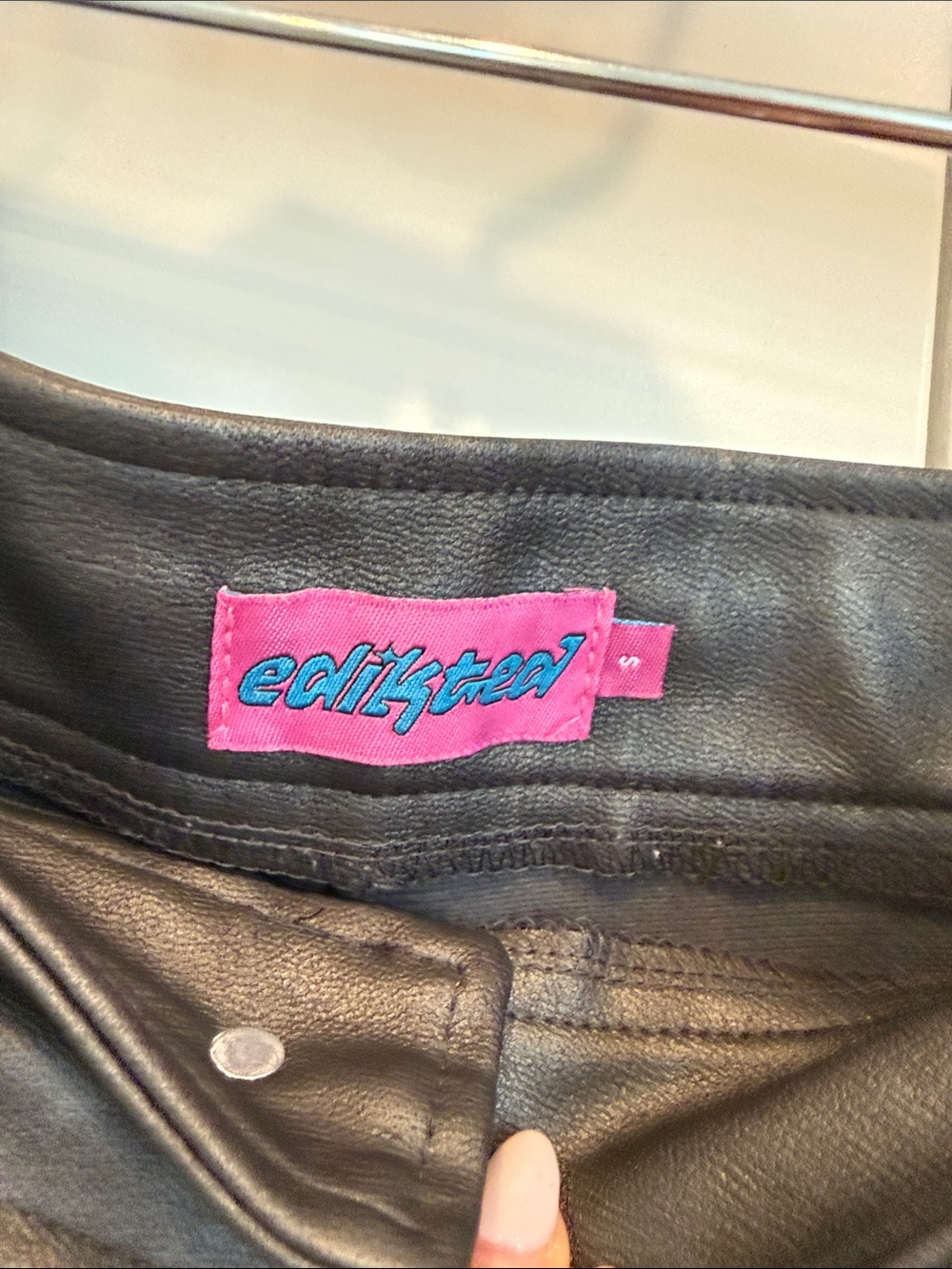 Edikted Faux-Leather Cargo Shorts - Charcoal Gray - Picture 4 of 5